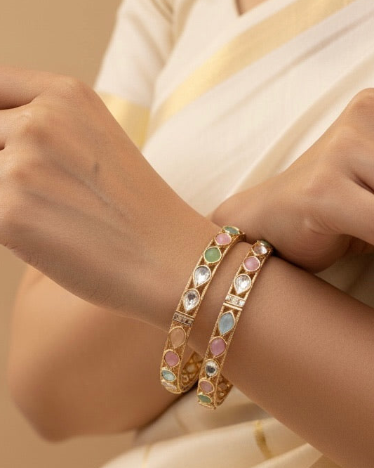 Gold plated openable bangles
