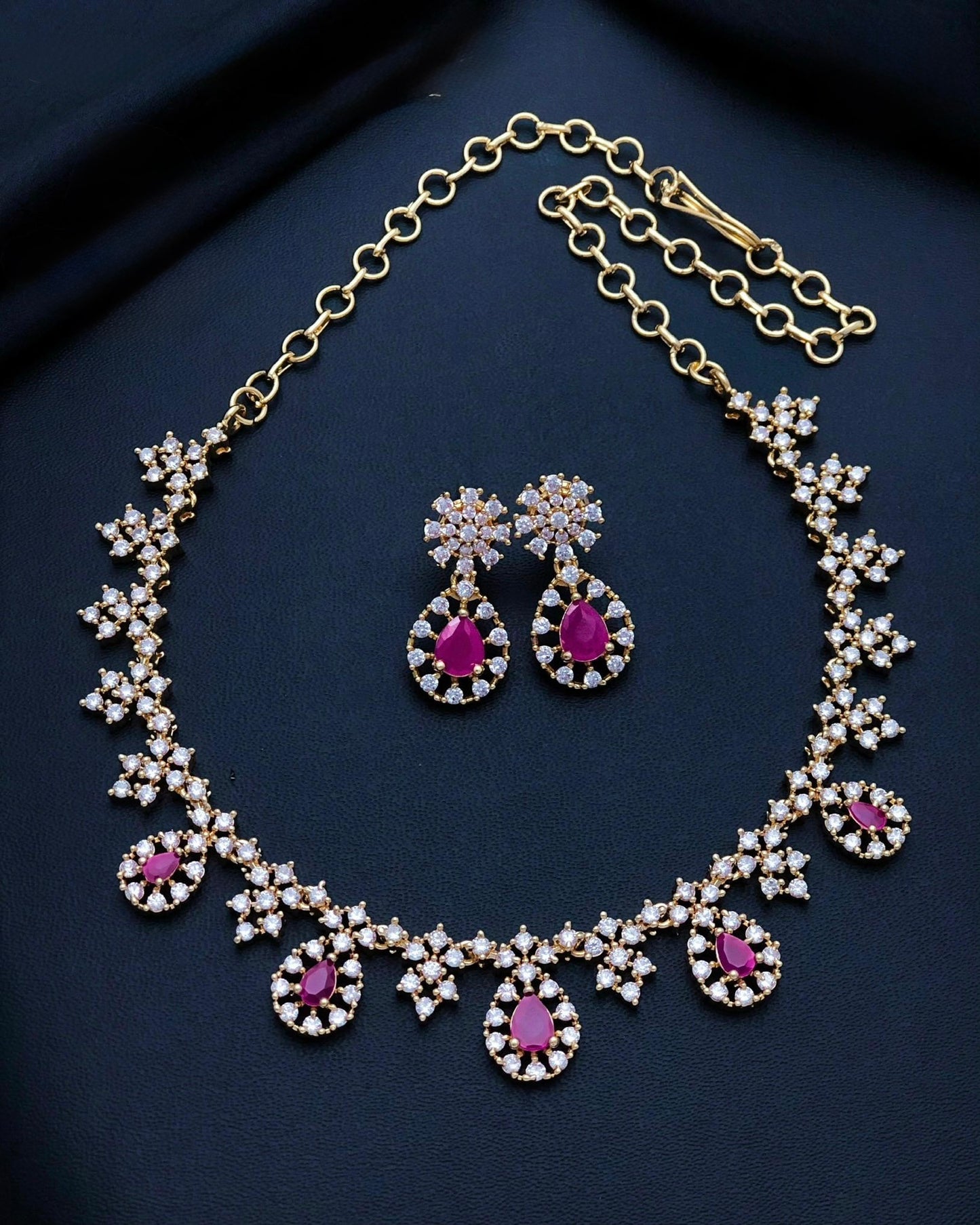 Gold plated American Diamond necklace set