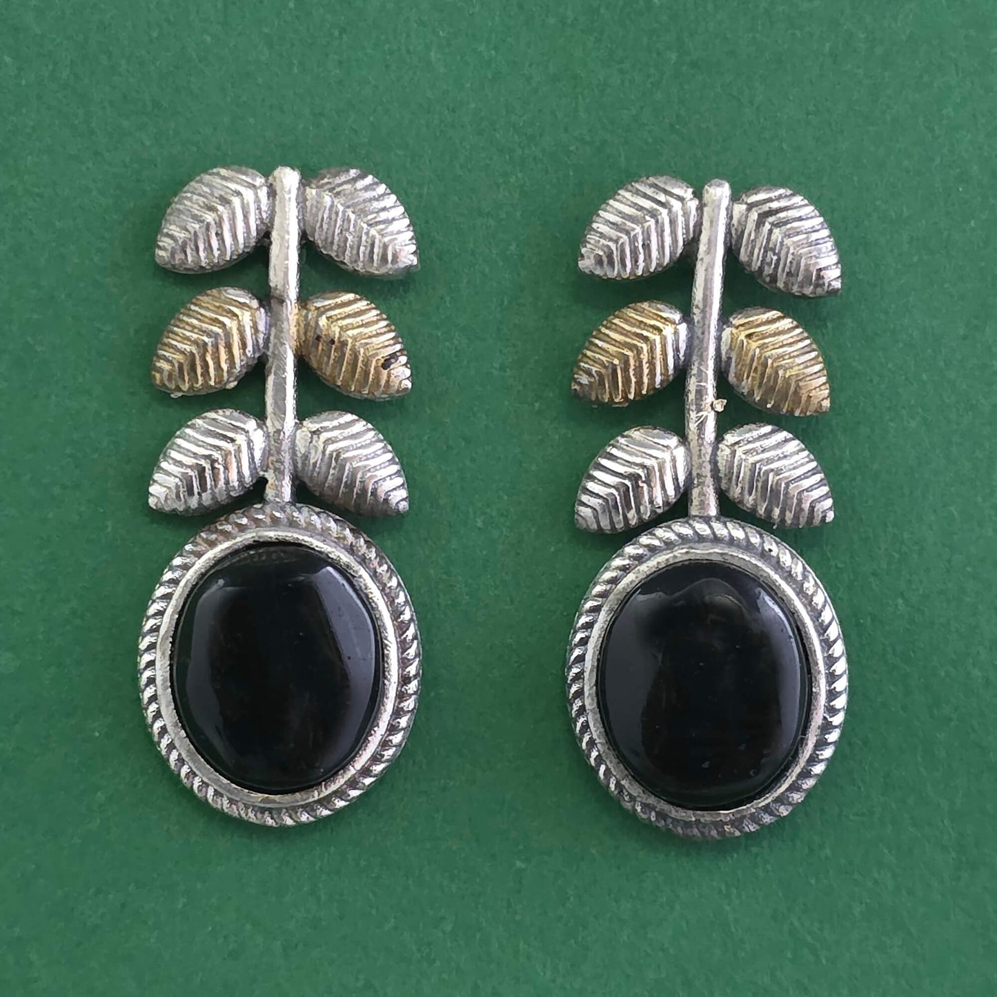 2tone silver oxidized earrings