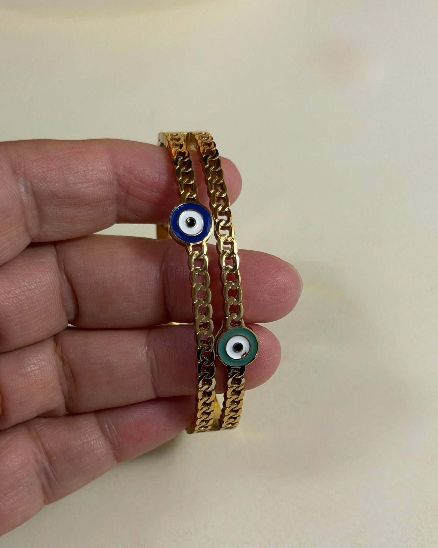 Gold plated evil eye bracelet