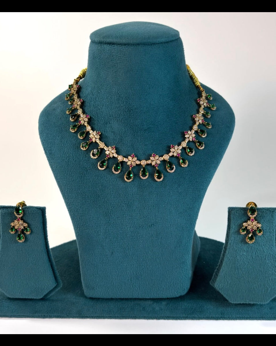 Gold plated American Diamond necklace set