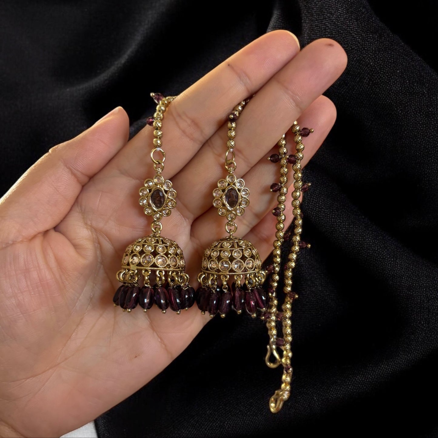 Jhumki with ear chain