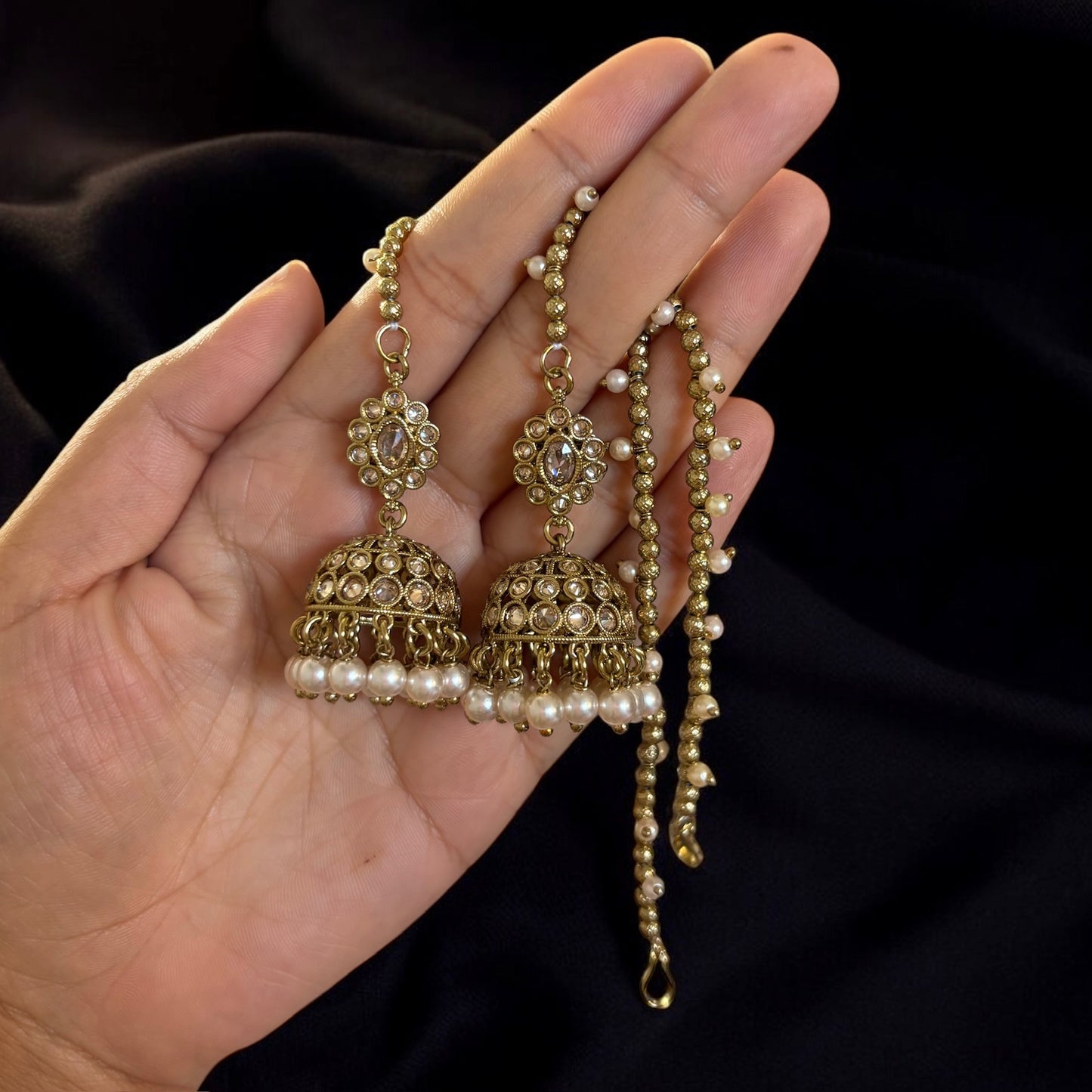 Jhumki with ear chain