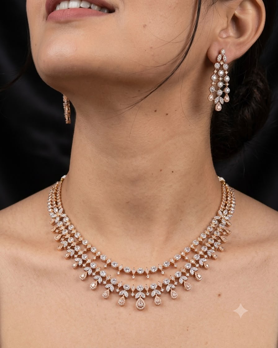 2tone American Diamond necklace set