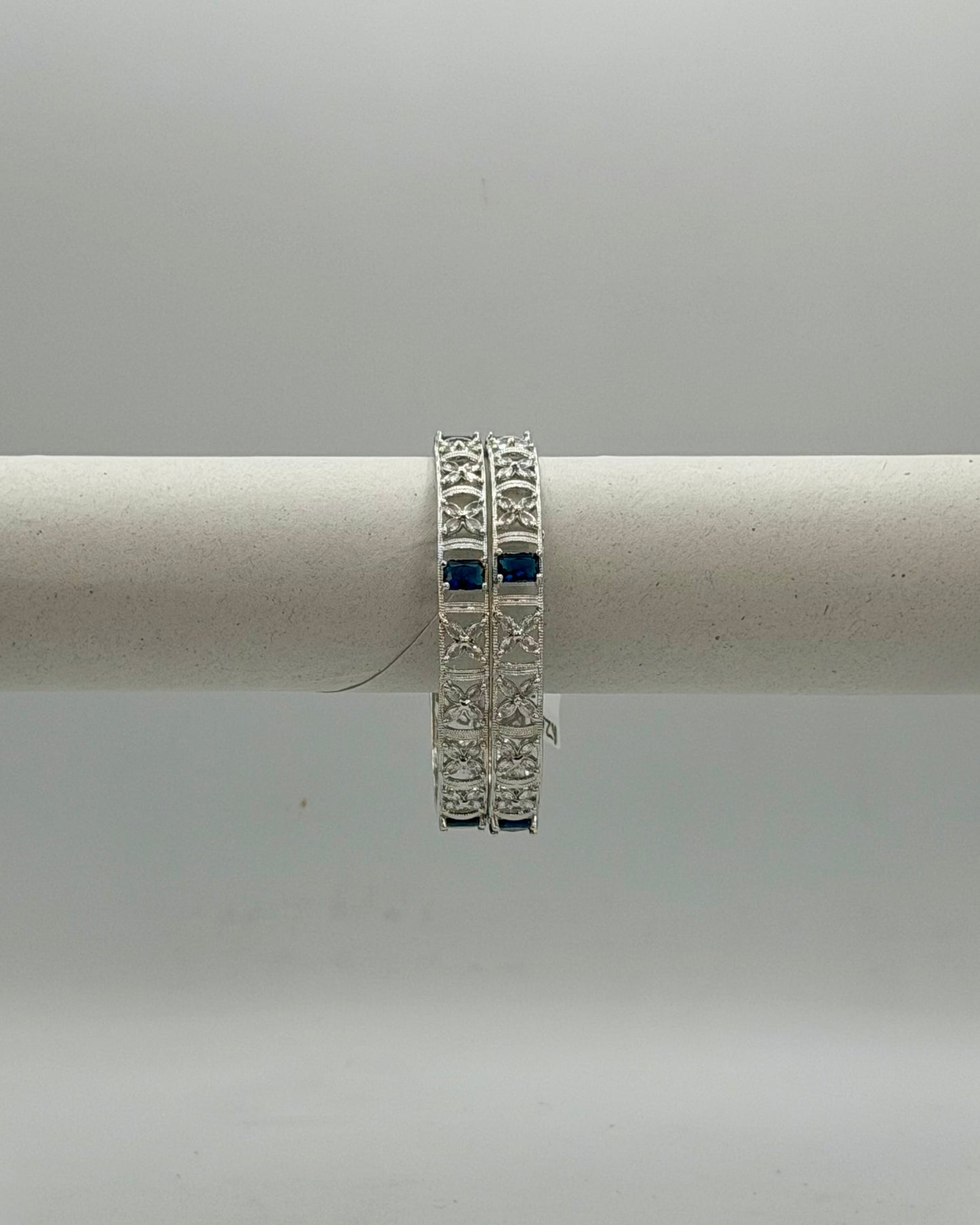 Silver American Diamond blue bangles
