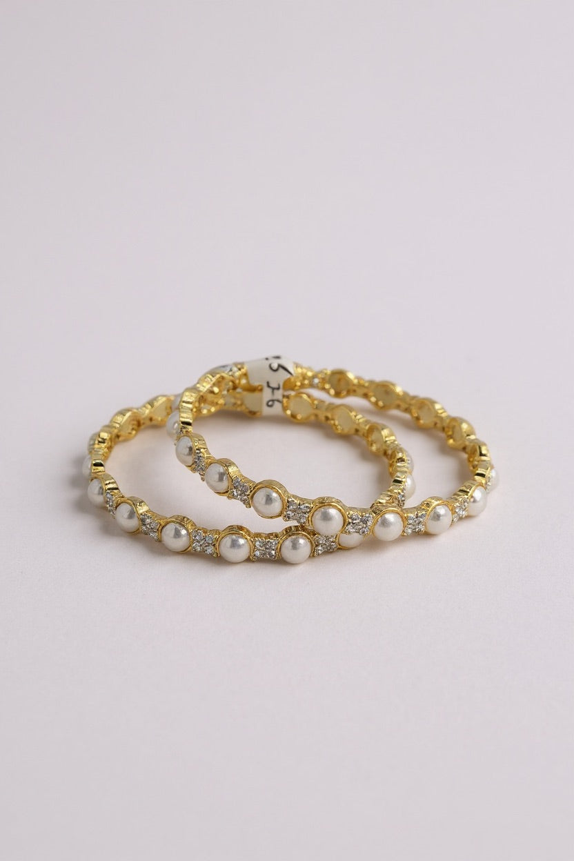 2tone Cz pearl bangles