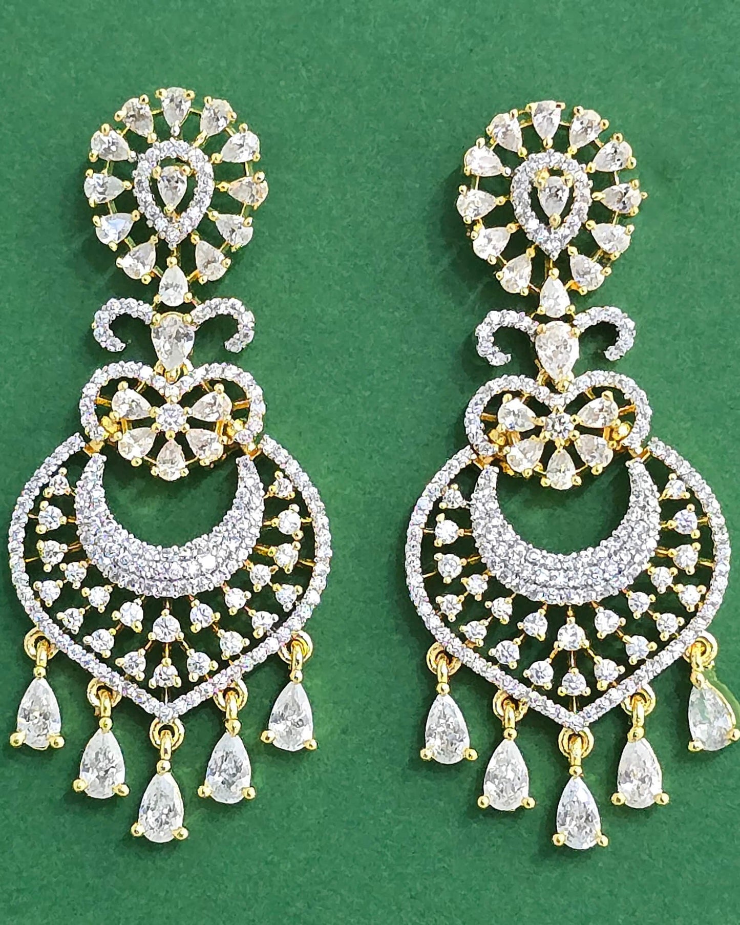 2tone American Diamond earrings