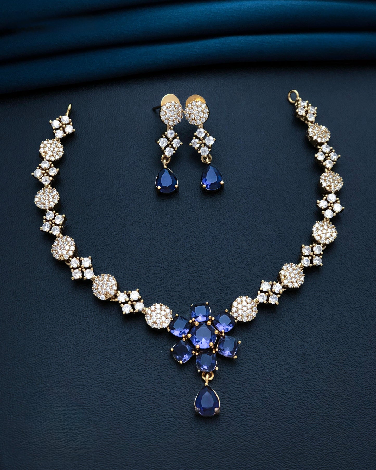 Gold plated American Diamond necklace set