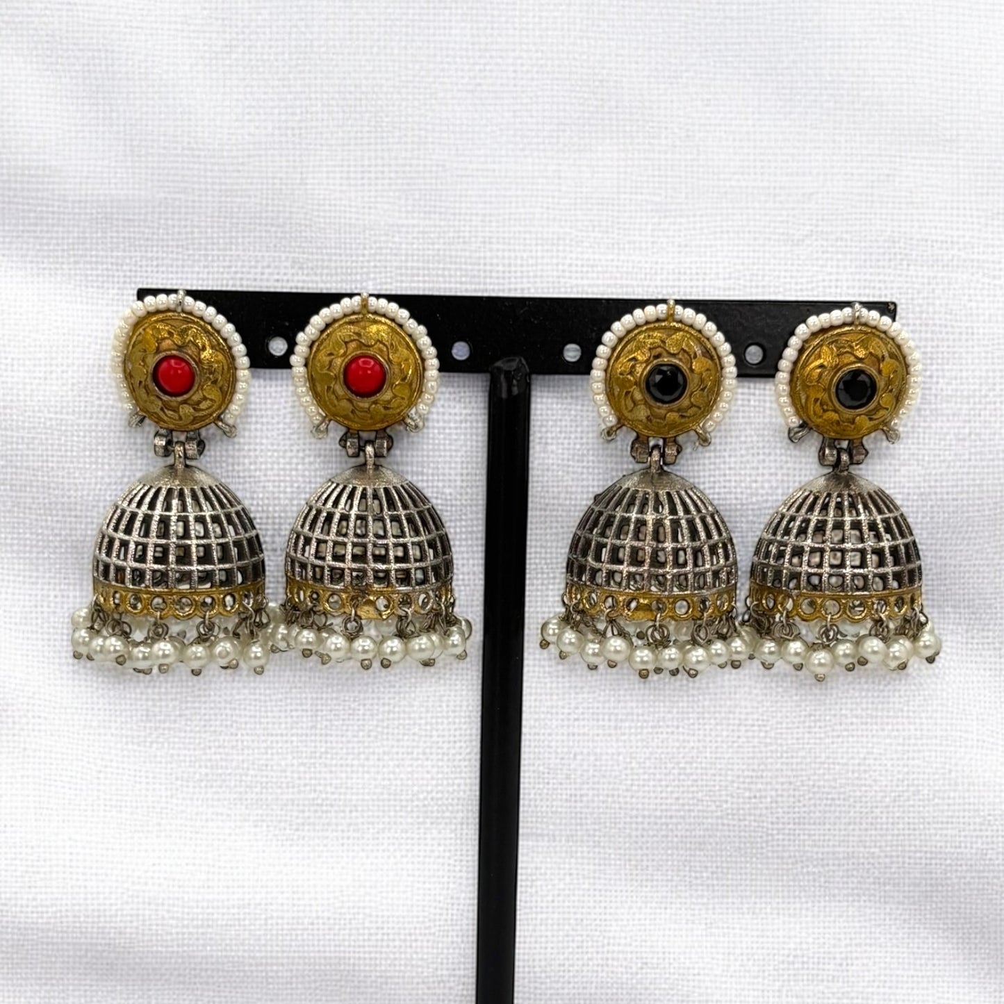 2tone German silver oxidized jhumki