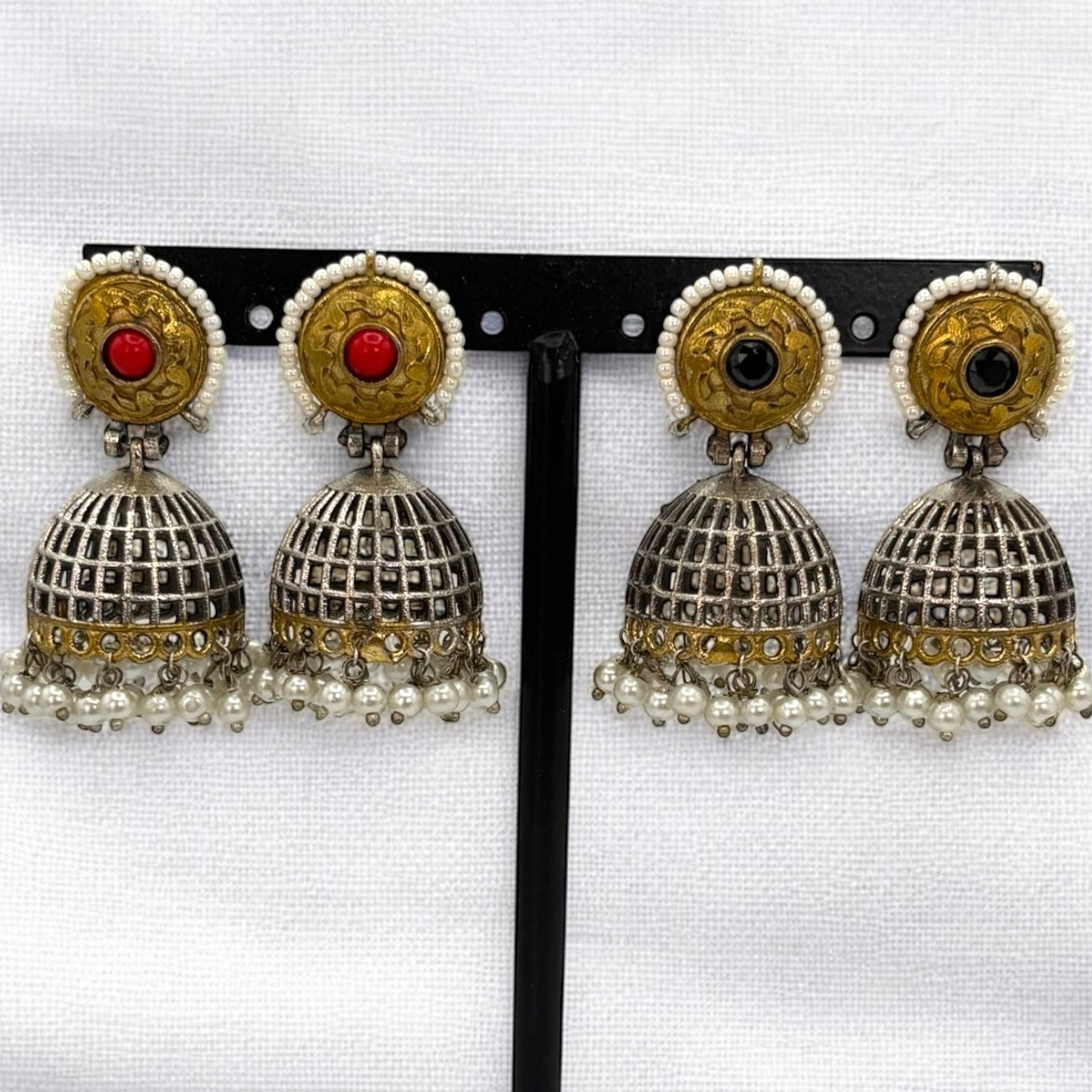 2tone German silver oxidized jhumki