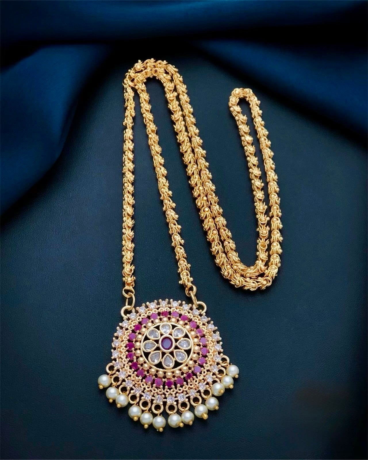 Gold plated American Diamond chain pendant
