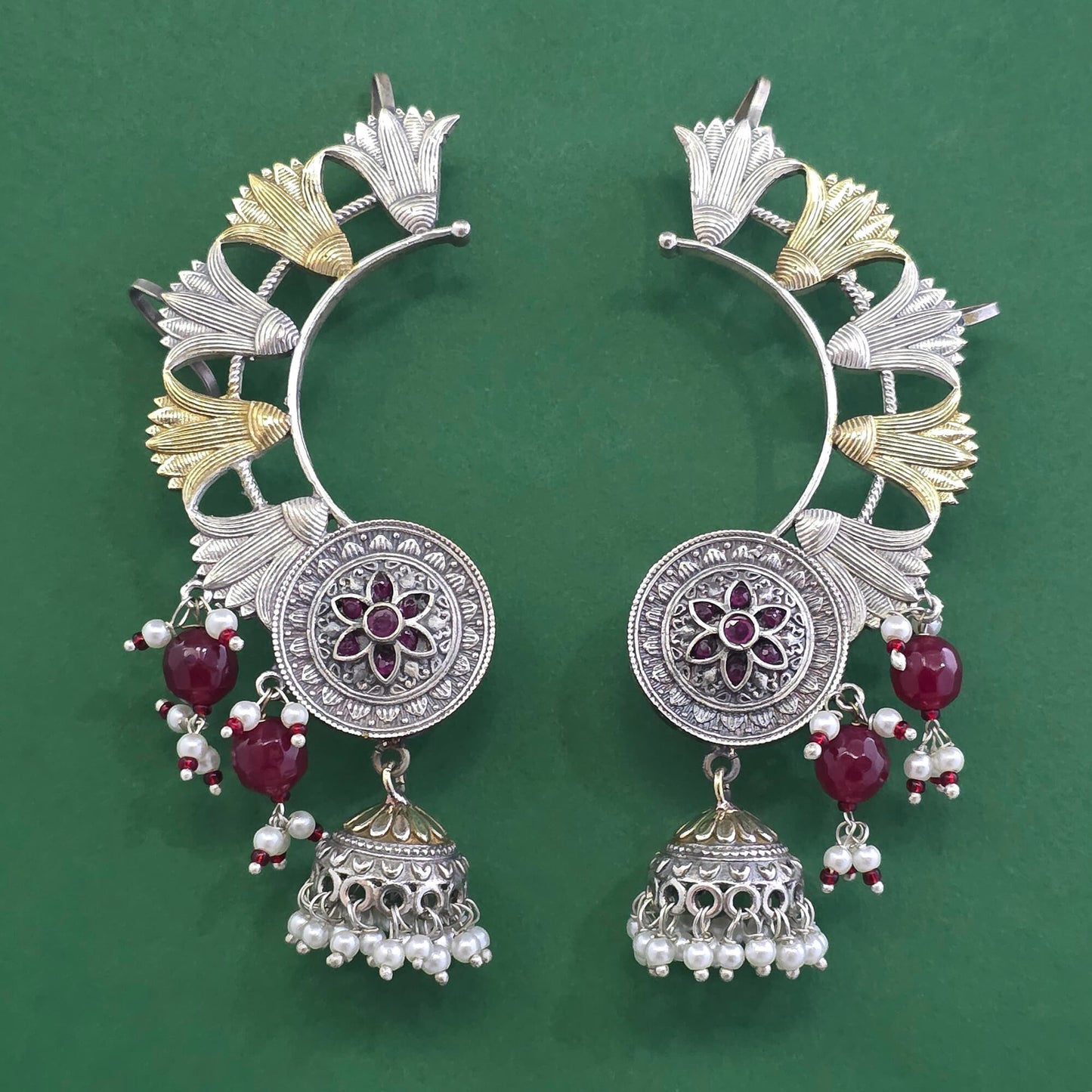 2tone oxidized silver earcuffs