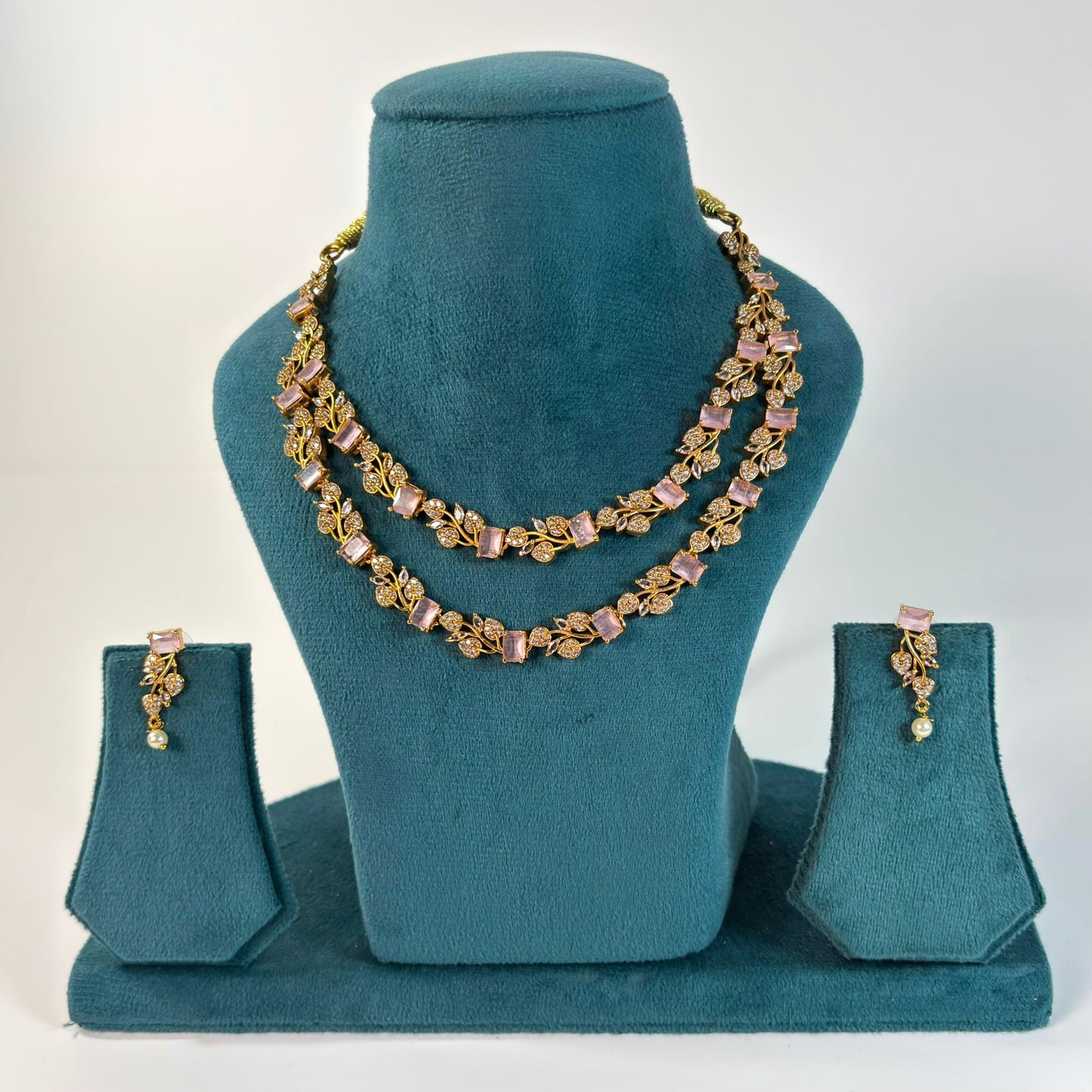 Gold plated 2layer American Diamond necklace set