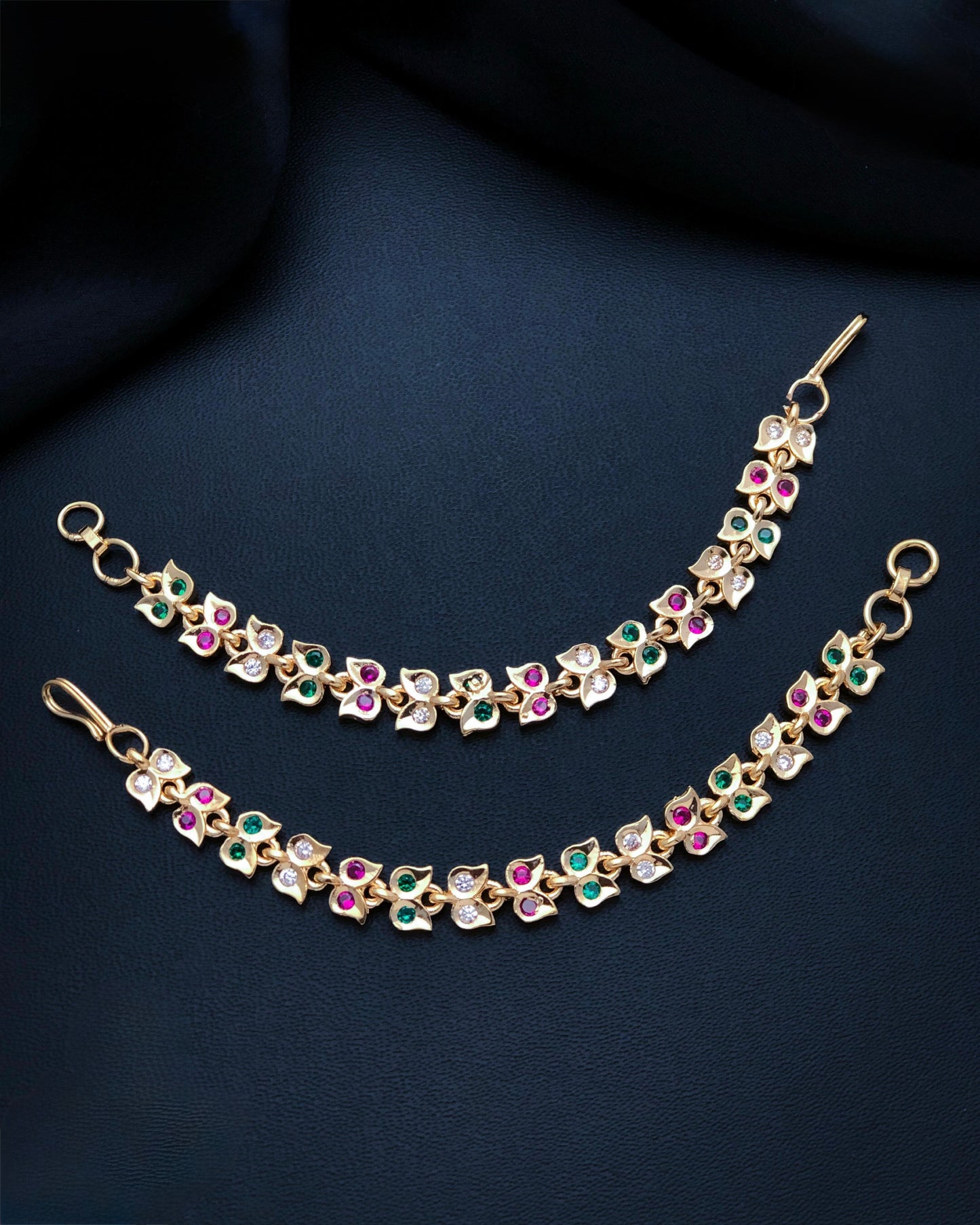 Gold plated jadau ear chain