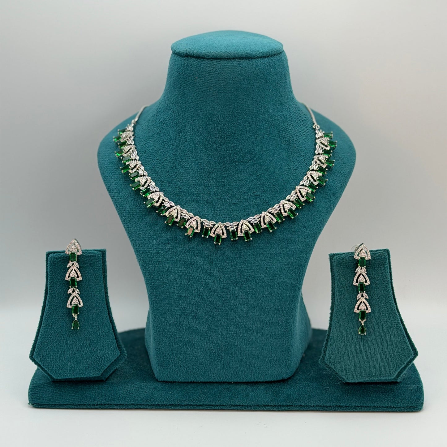 Silver American Diamond necklace set
