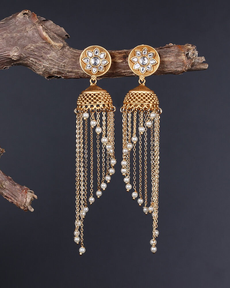 Antique jhumki with matte gold plating