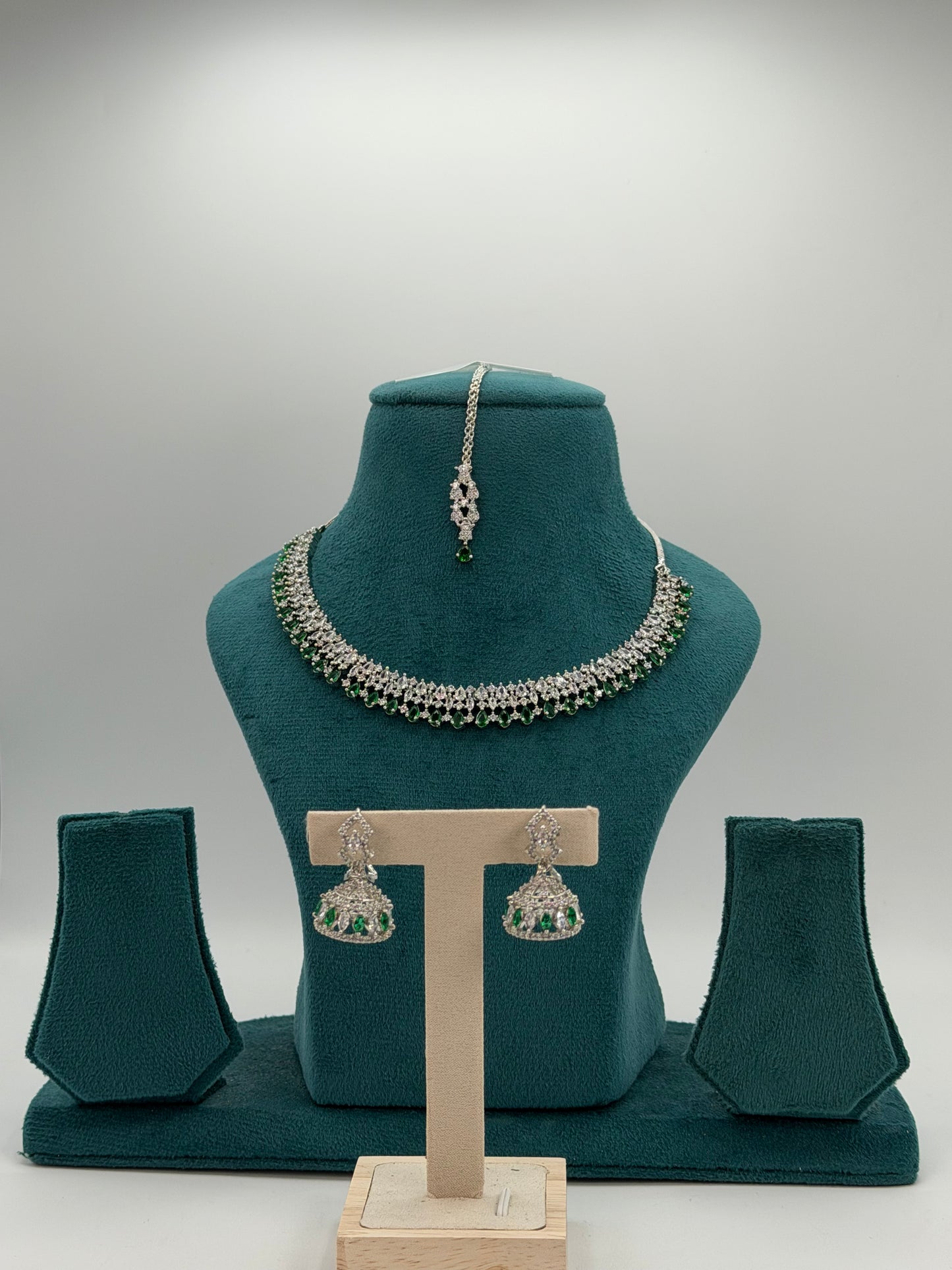 American Diamond silver plated necklace set