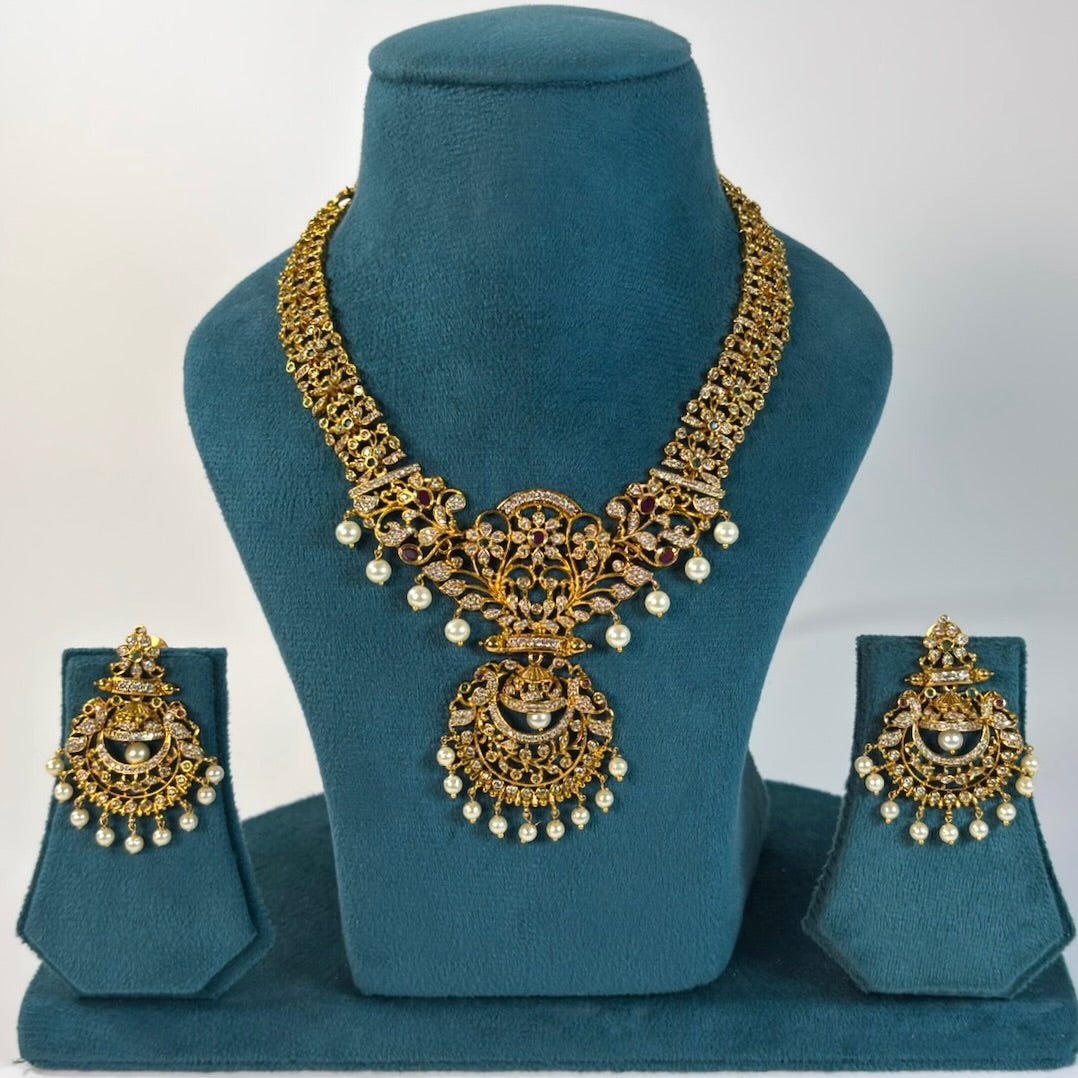 Gold plated American Diamond necklace set