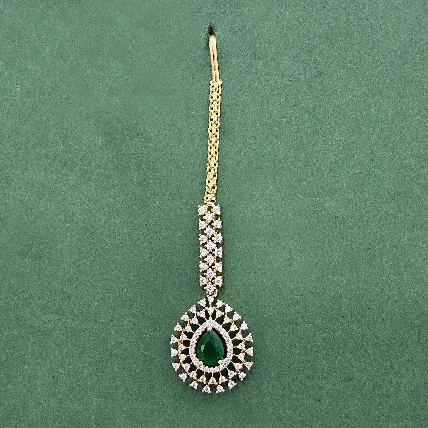 2tone plated Cz mang tikka