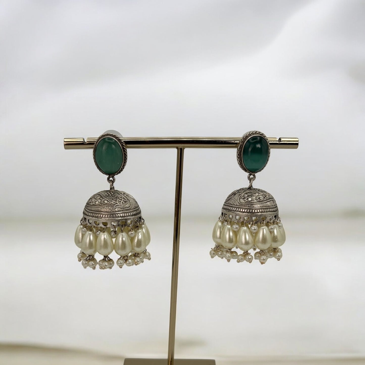 German silver oxidized jhumki