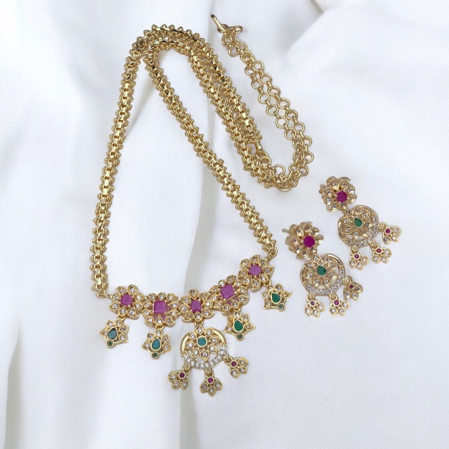 High gold long necklace set