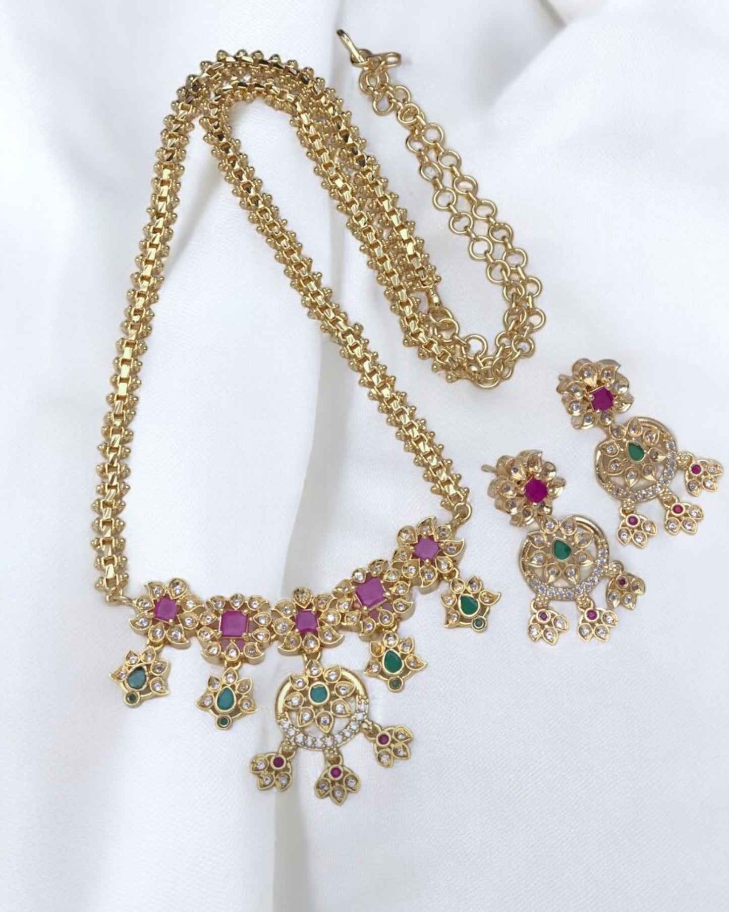High gold long necklace set