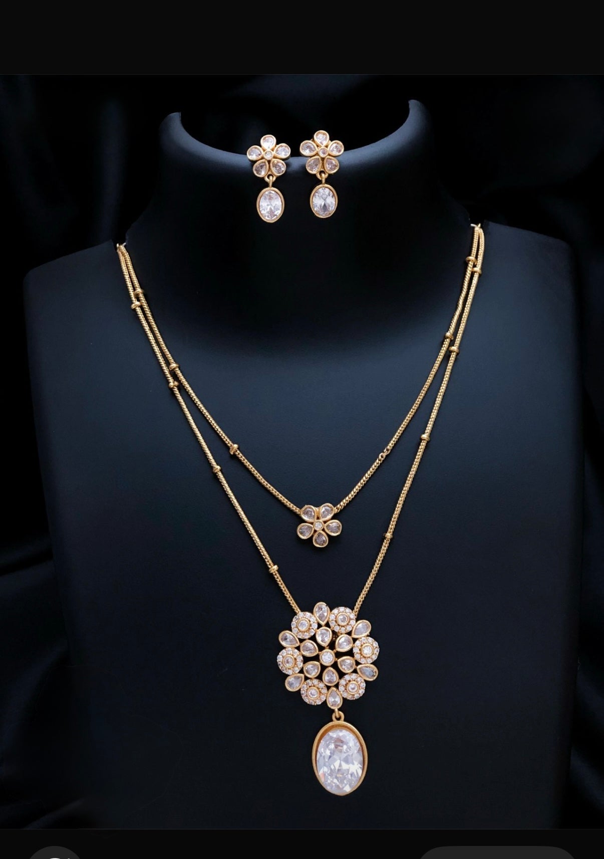 Gold plated American Diamond necklace set