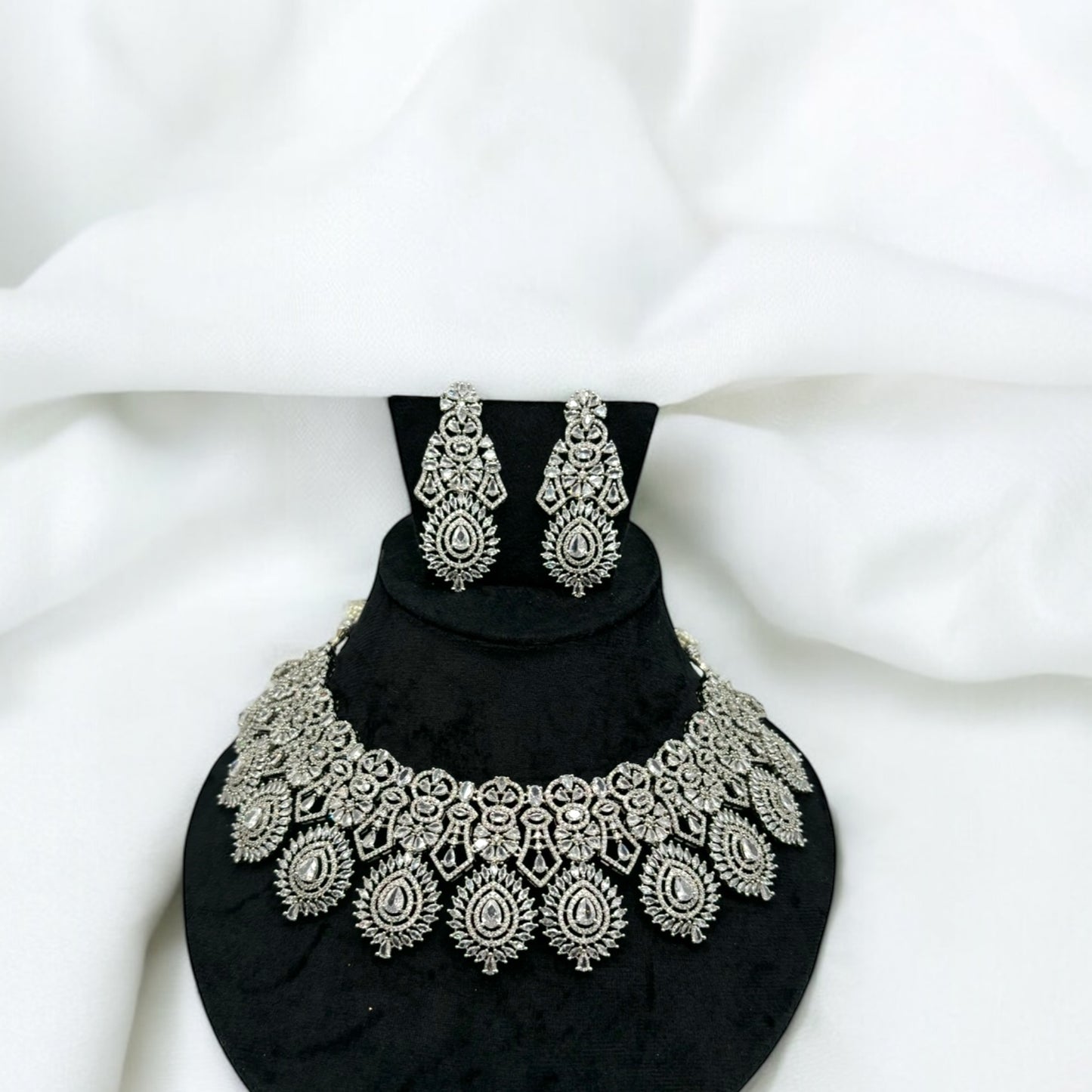 Silver American Diamond necklace set