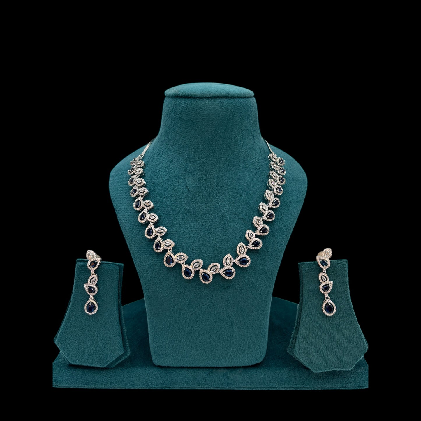 American Diamond blue necklace set