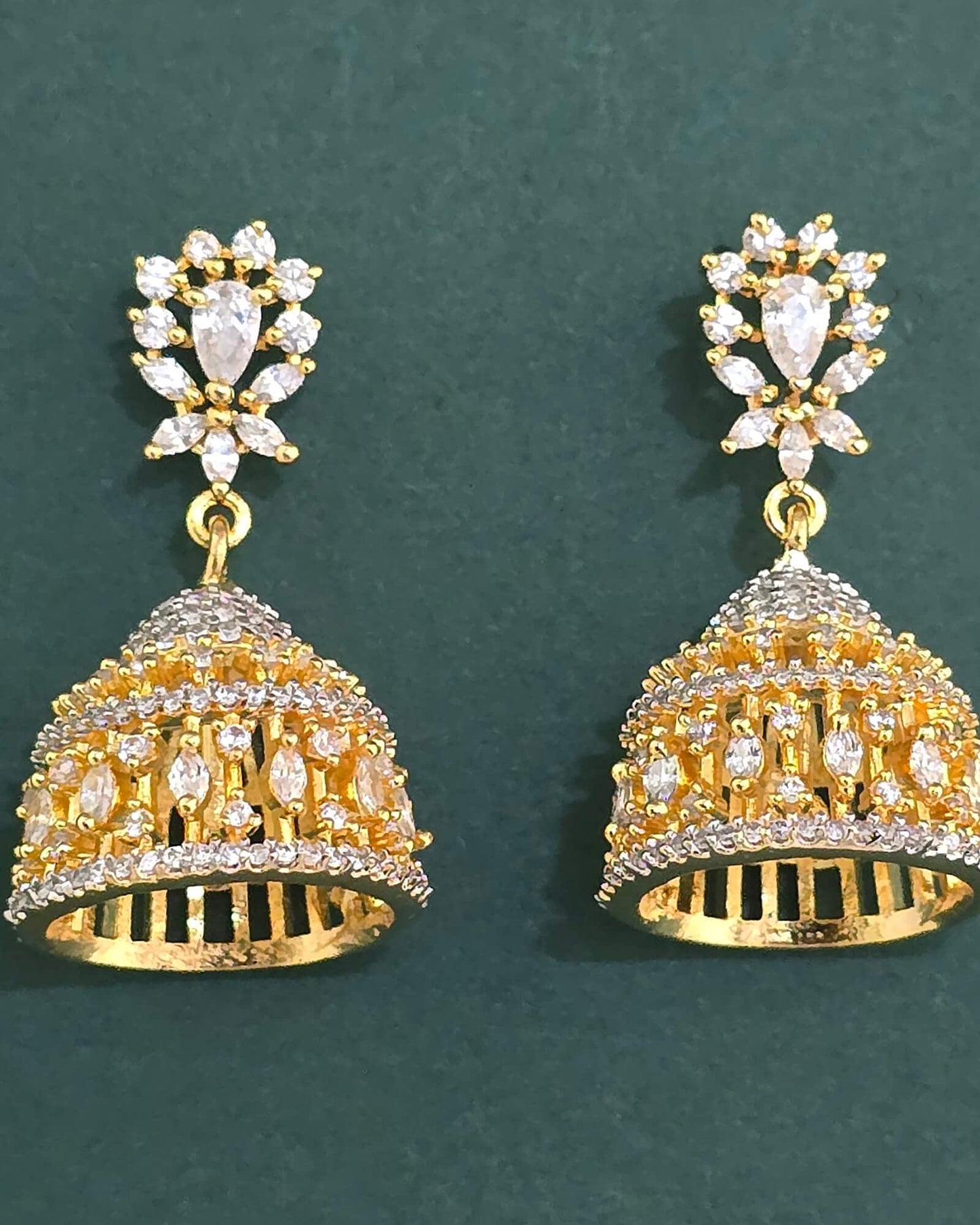 2tone American Diamond jhumki