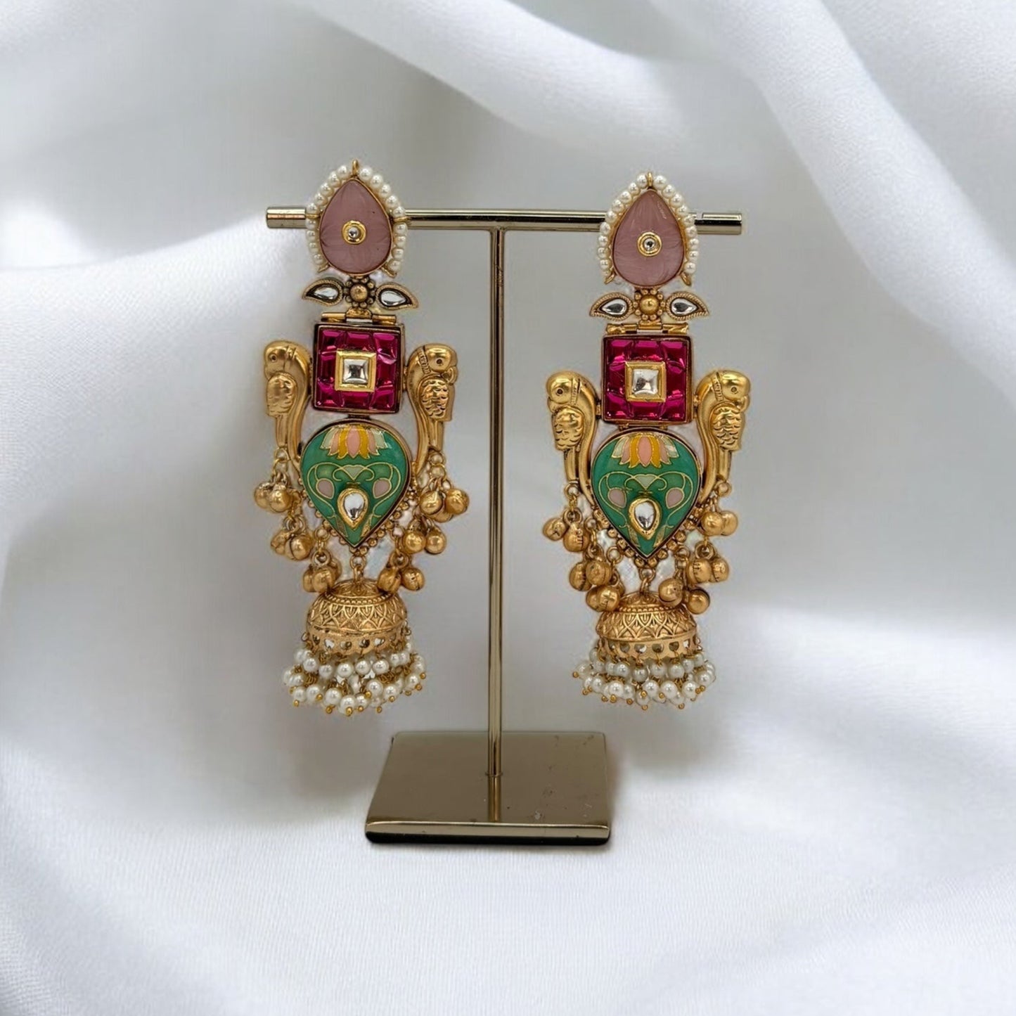 Premium hand made pachi kundan earrings