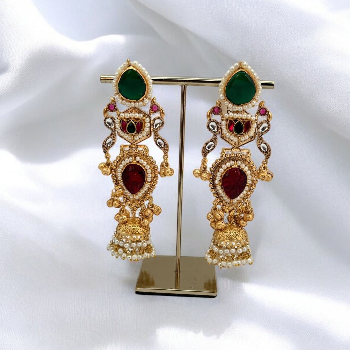 Handmade pachi kundan fusion earrings