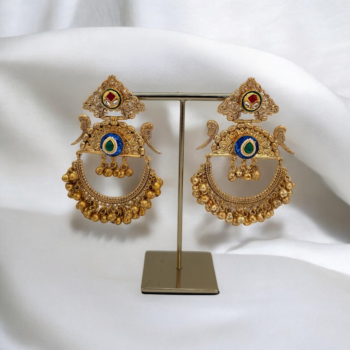 Beautiful stones gold tone earrings