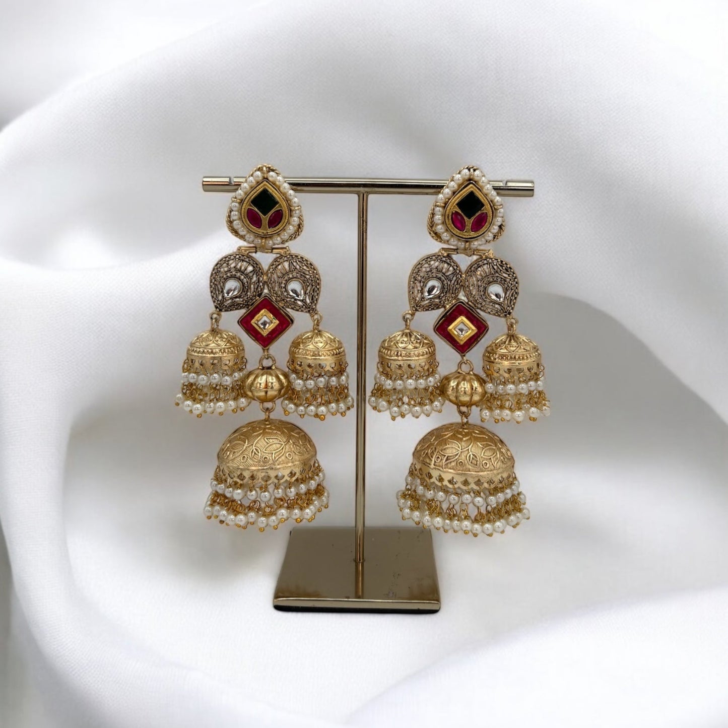 Handmade pachi kundan fusion earrings