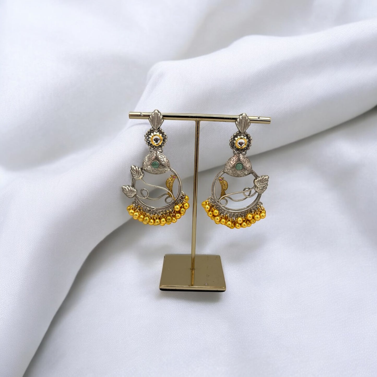 German silver dual tone earrings