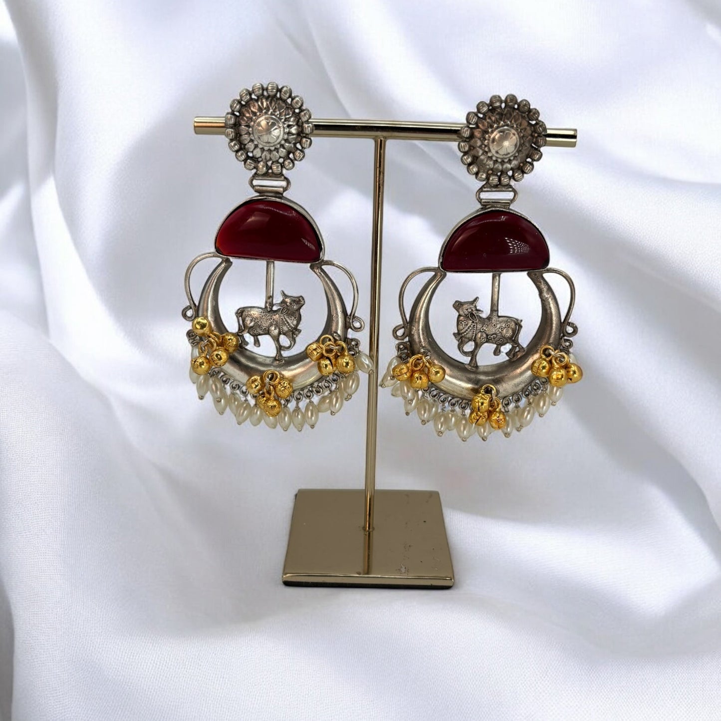 German Silver dual tone chandbali