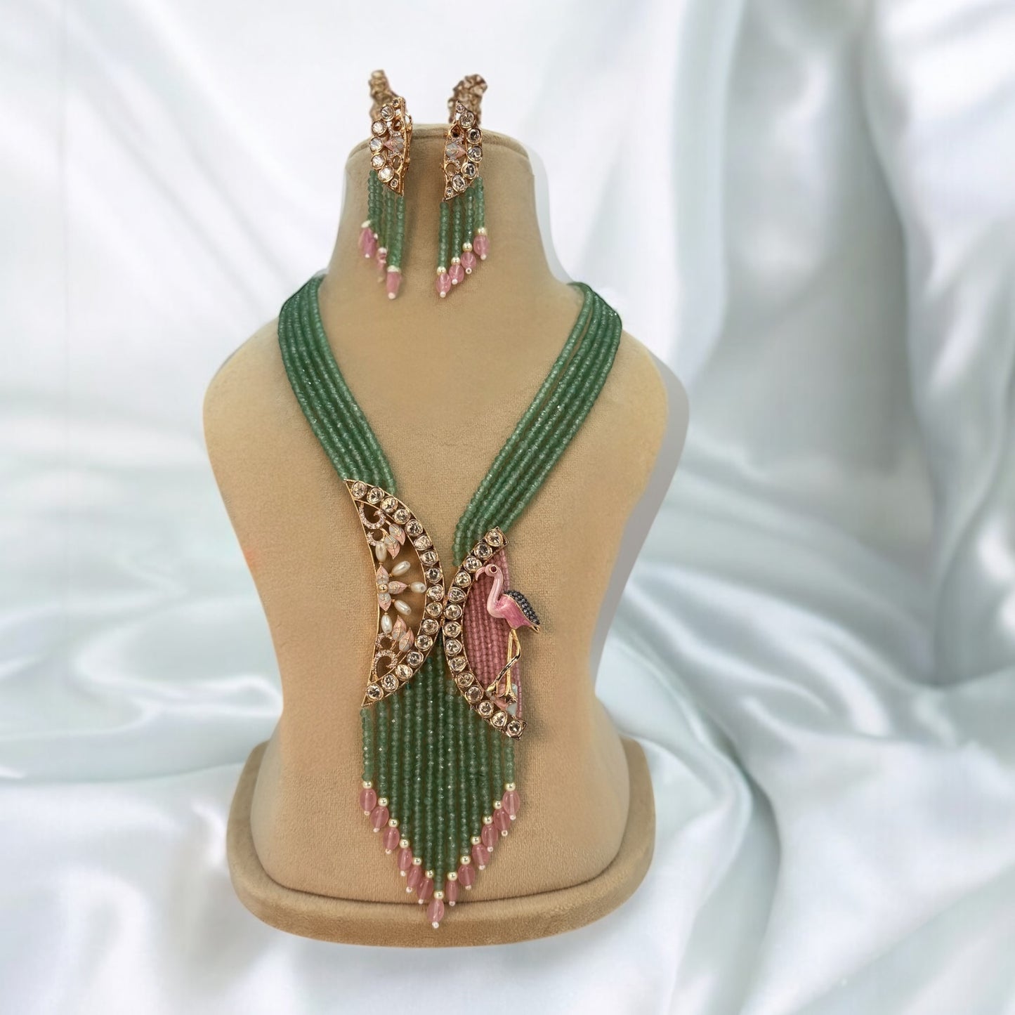 Premium mint green five layer mala set