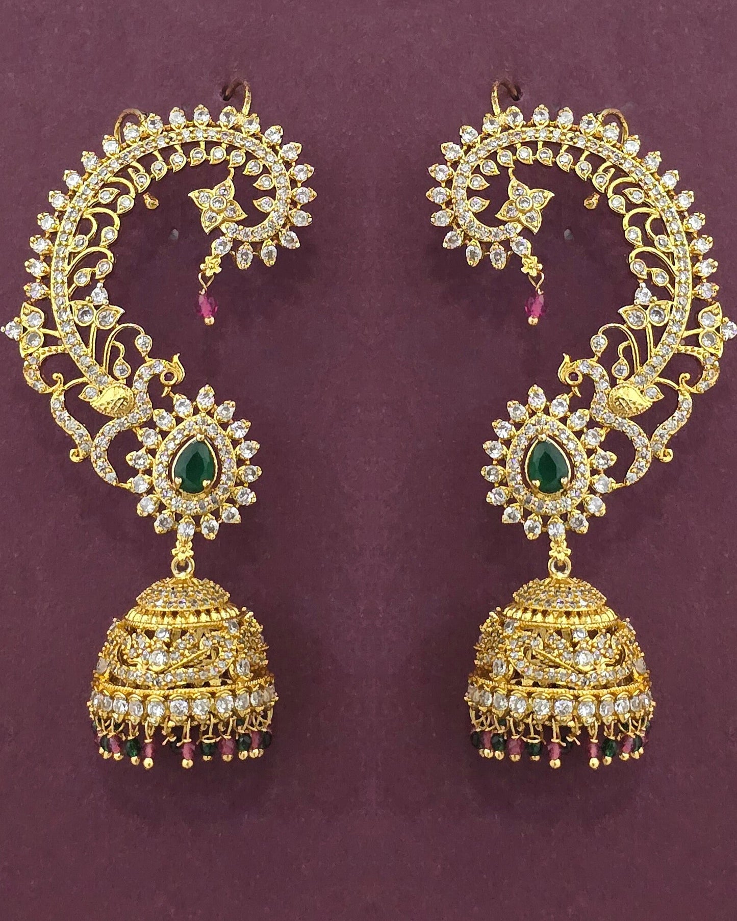 Gold plated American Diamond earcuffs