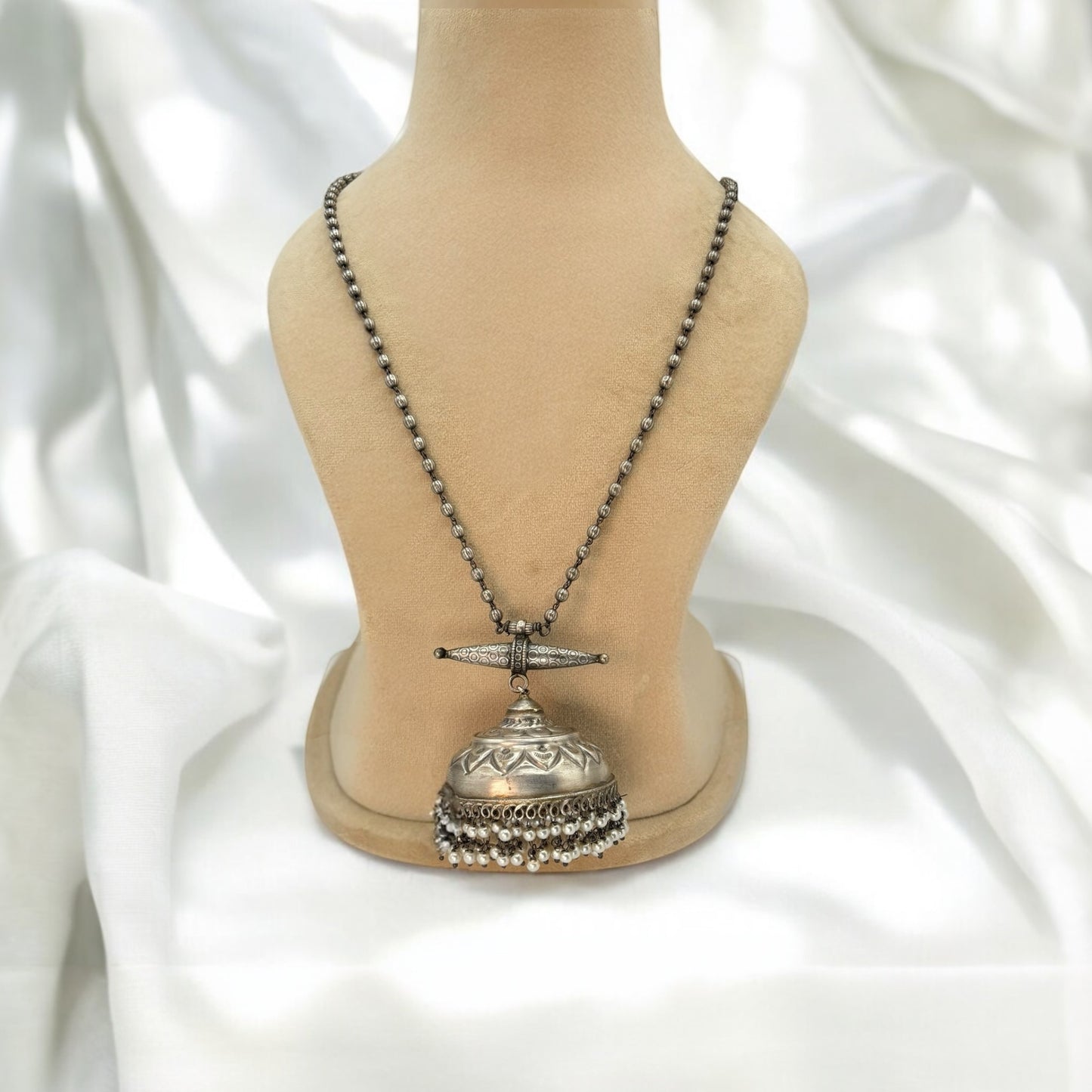 German silver long chain pendant