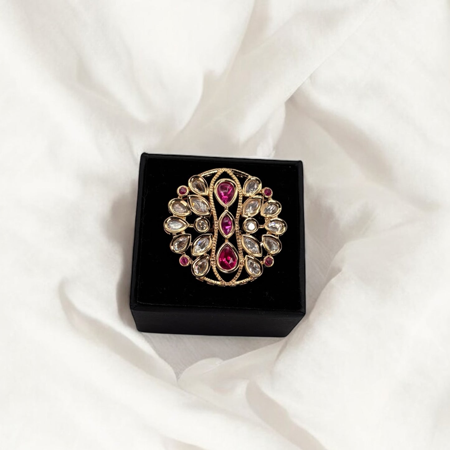 Big kundan adjustable ring