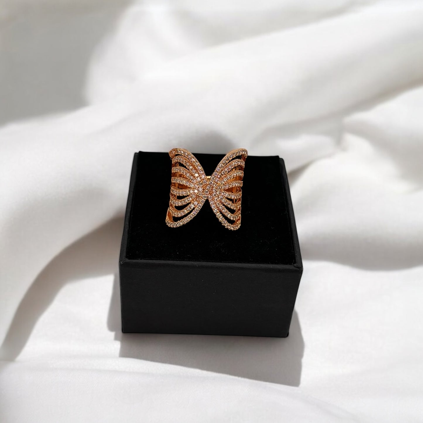 Rose gold American Diamond adjustable ring