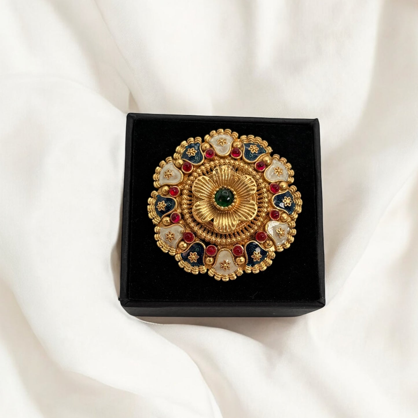 Meenakari gold replica ring