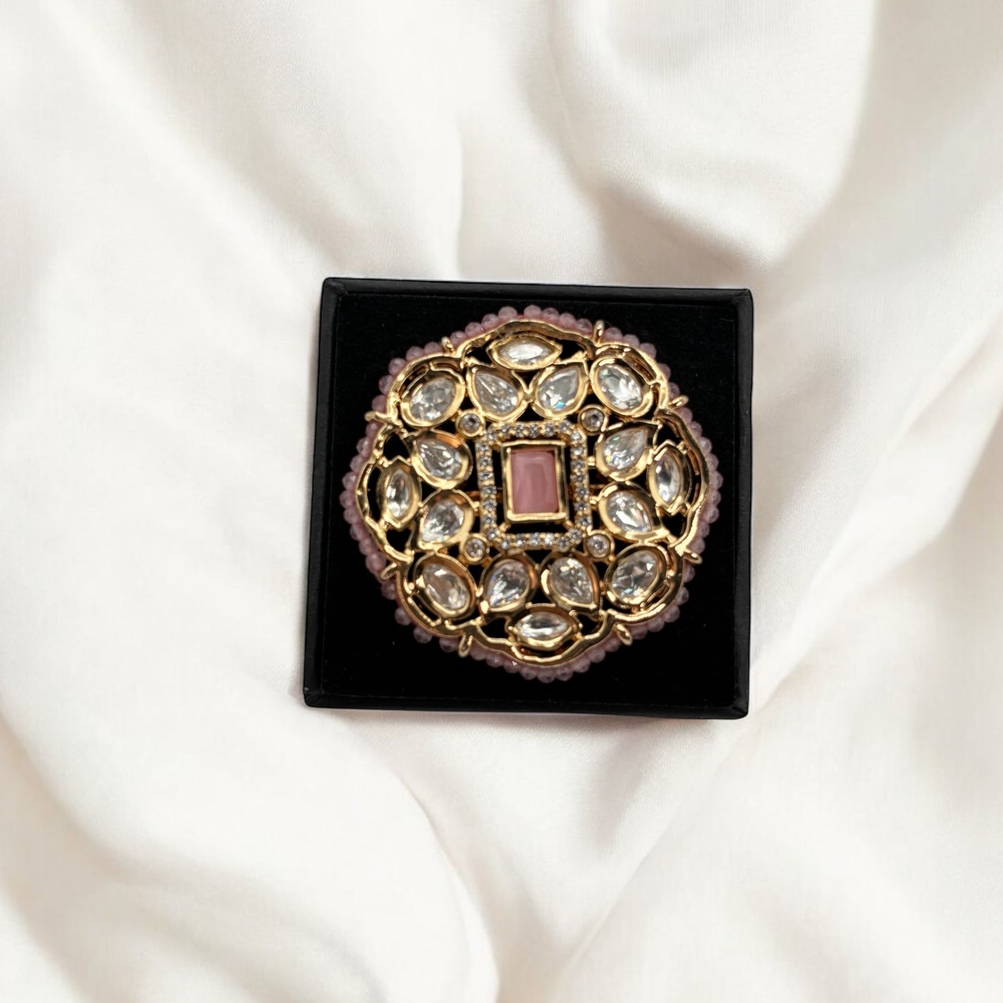 Kundan ring with pink stones