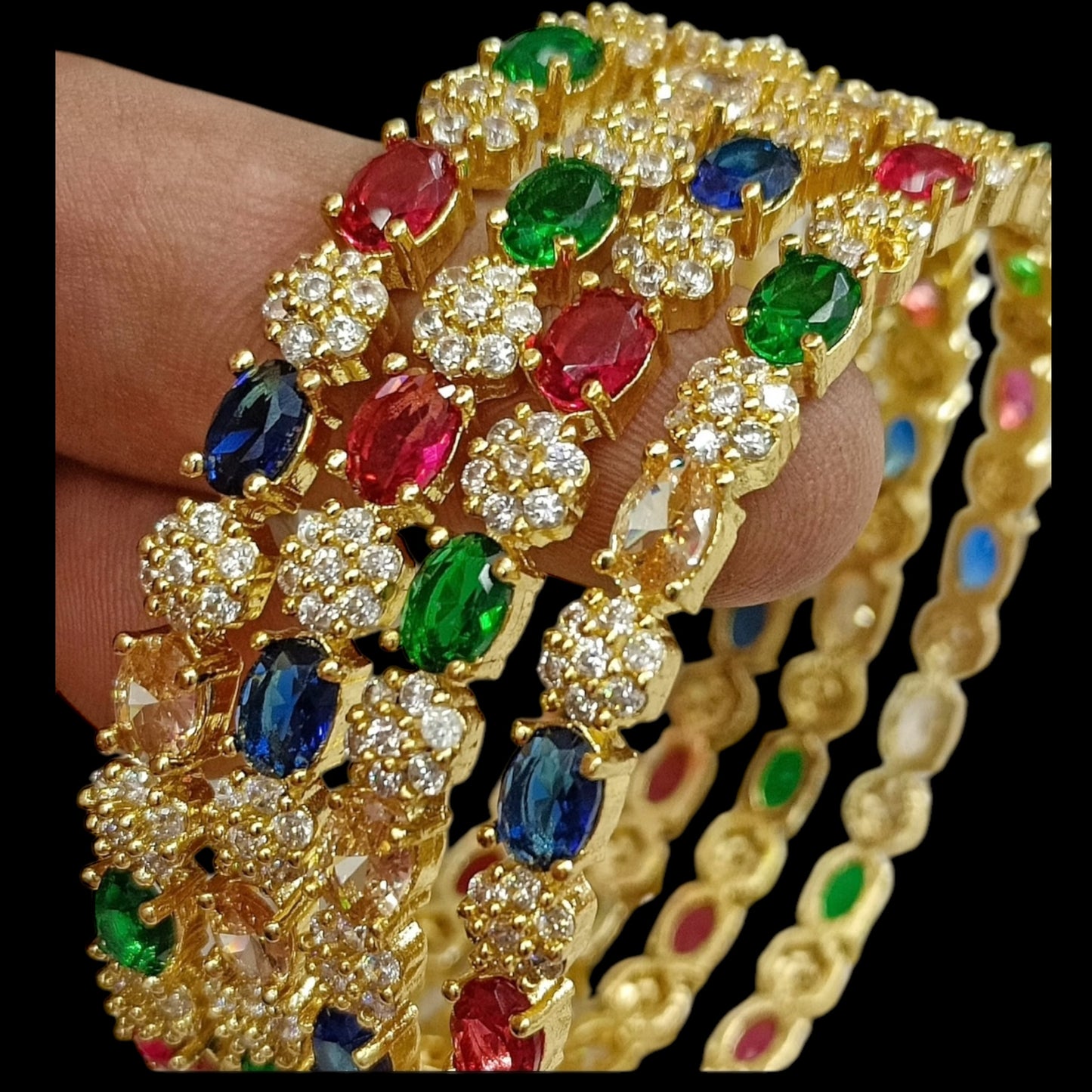 Gold plated colourful bangles