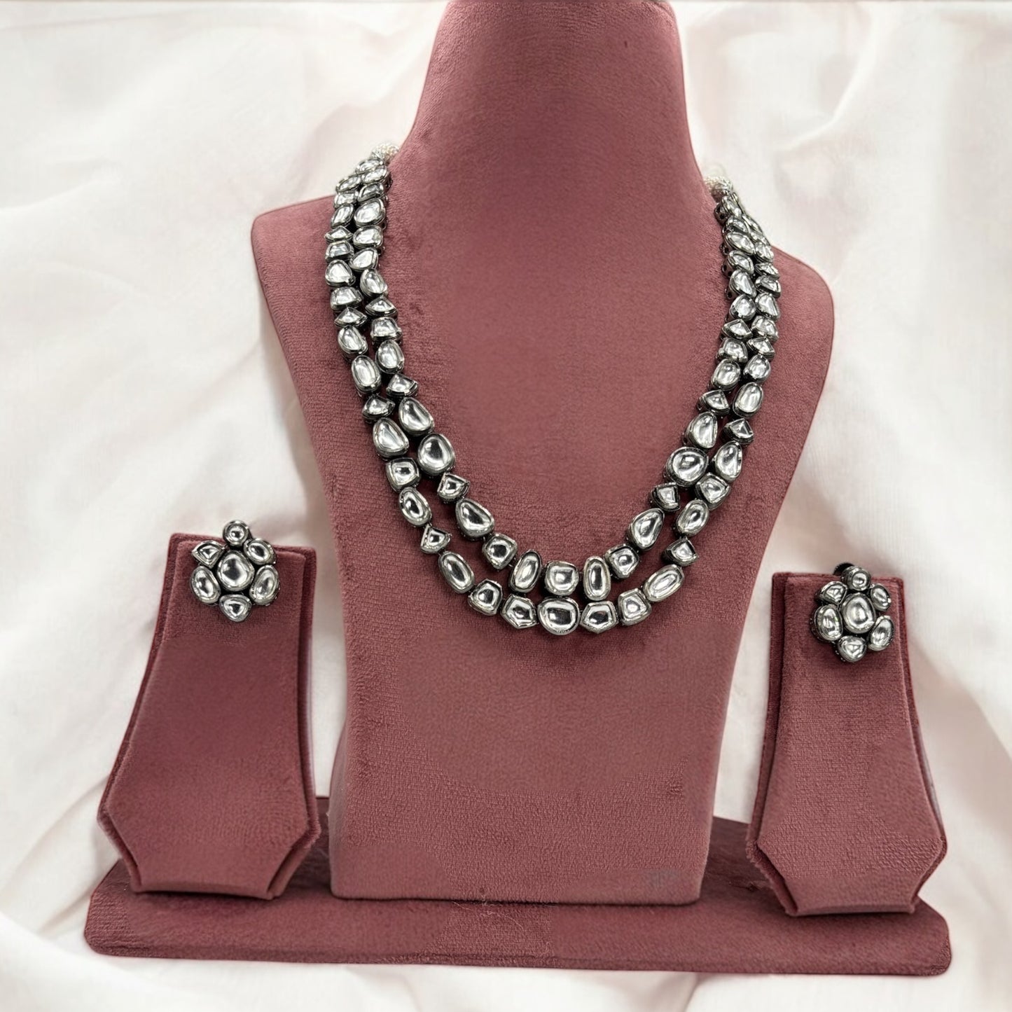 Two layer kundan necklace set