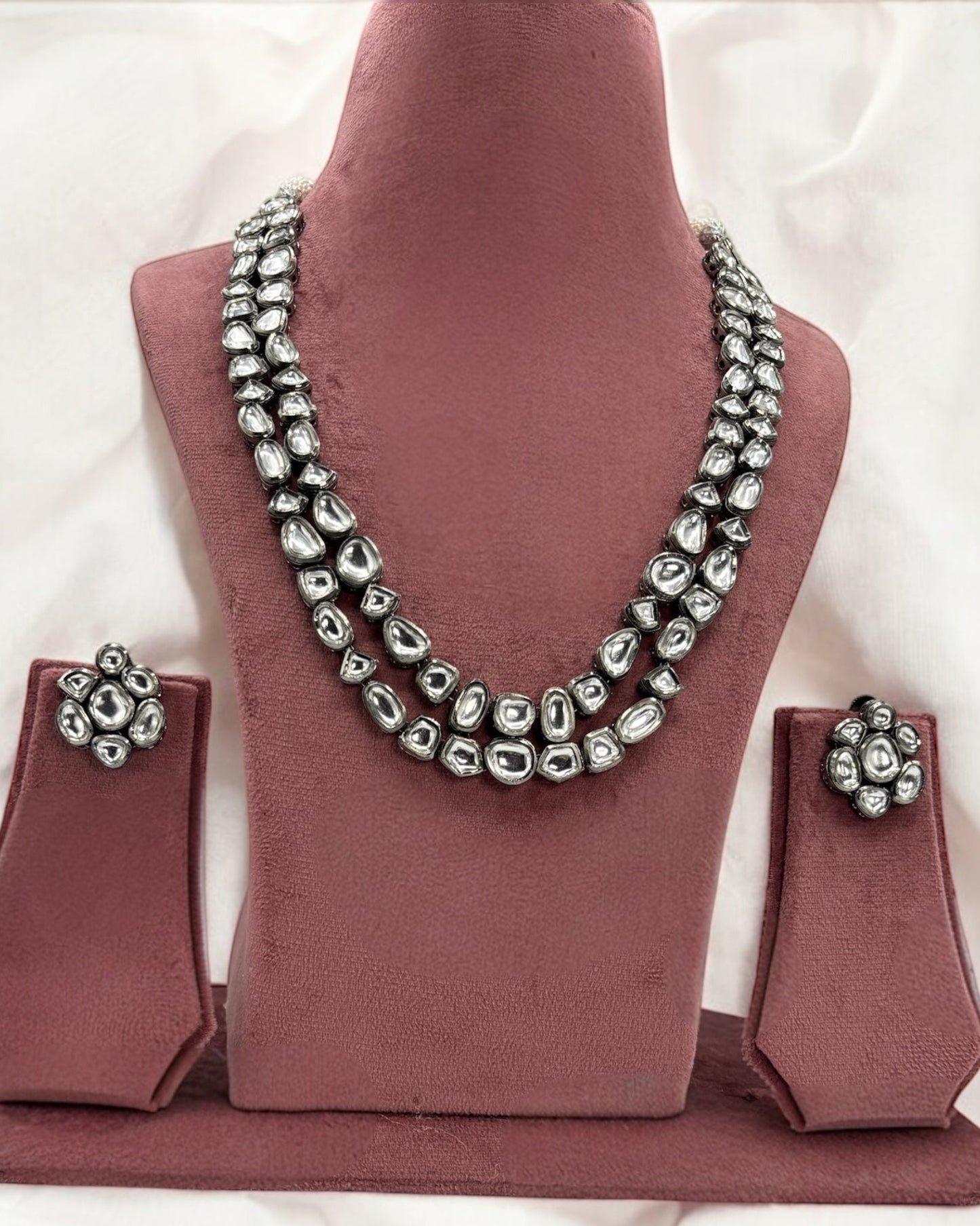 Two layer kundan necklace set