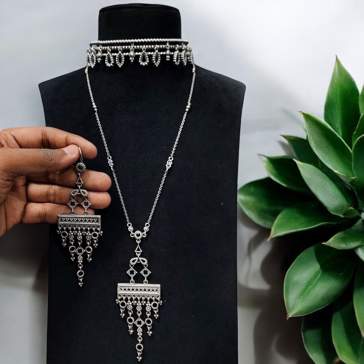 Oxidized necklace set
