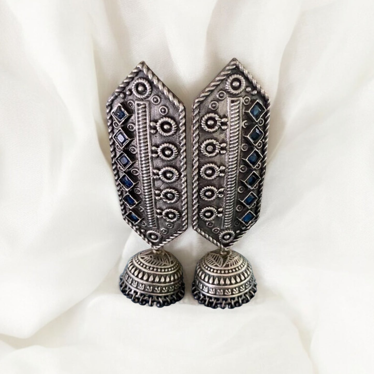 Oxidized German silver earrings