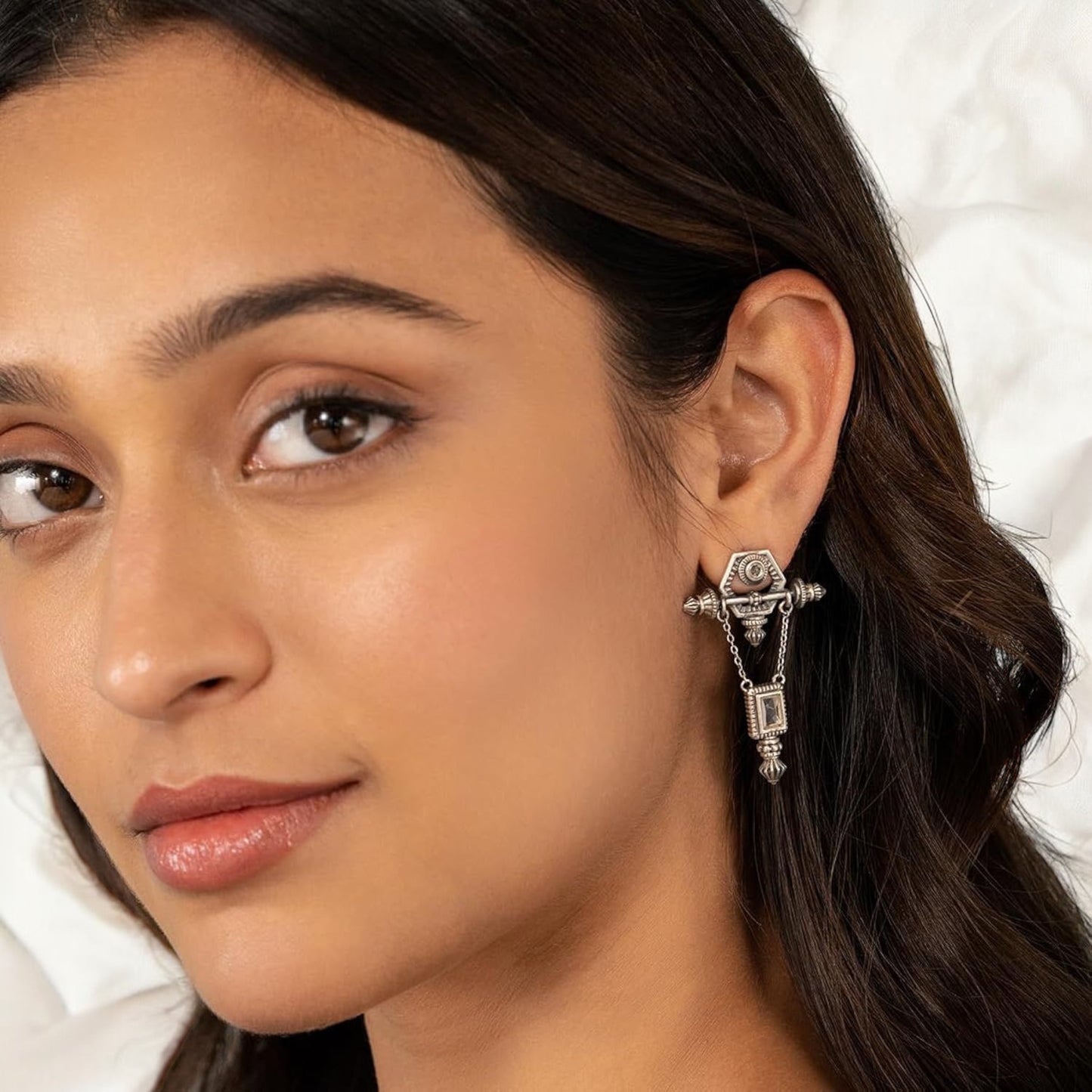 Oxidized German silver earrings