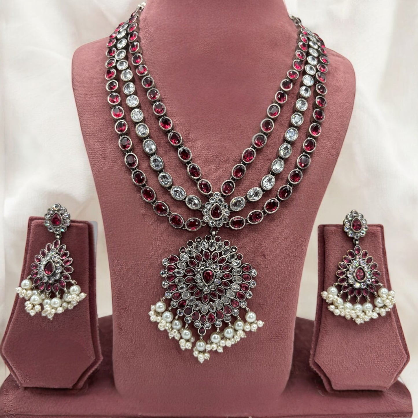 German silver long necklace set